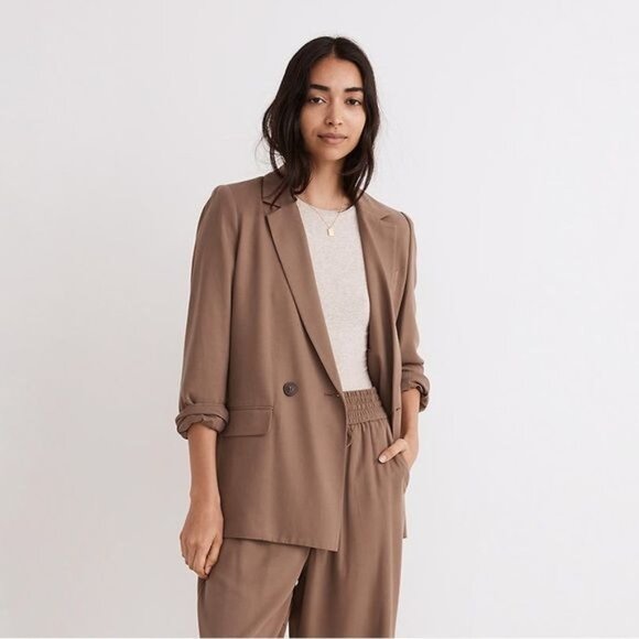 Madewell NH328 Drapeweave Caldwell Double-Breasted Blazer, Small - Picture 2 of 6